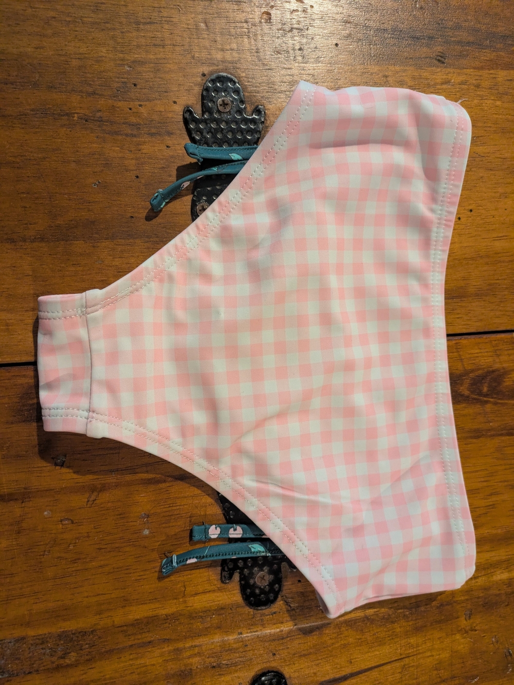 SweetHoney Pink and White Gingham Kids Bikini Bottom